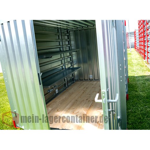 2m Leichtbaucontainer, LBH 2x2x2m, 2-flügelige Tür auf der 2 m-Seite, mit Holzboden
