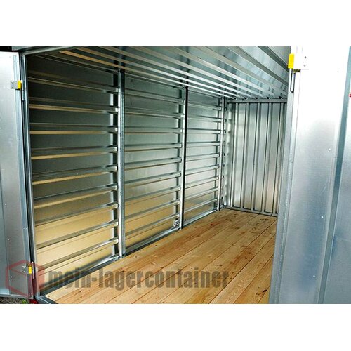 6x2m Lagercontainer Leichtbaucontainer, extra hoch, LBH 6200x2200x2600mm, 2-flgl. Tr 1930x1930mm inkl. Trschloss auf der 2m-Seite mit Holzboden verzinkt