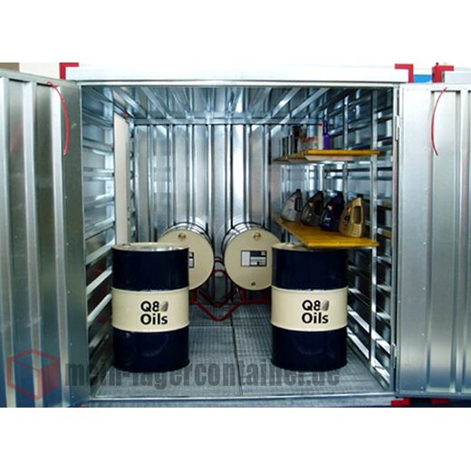 2,25m Sicherheitscontainer Gefahstoffcontainer mit Gitterrostboden LBH 2250x2200x2200mm, Auffangwanne 207 Liter