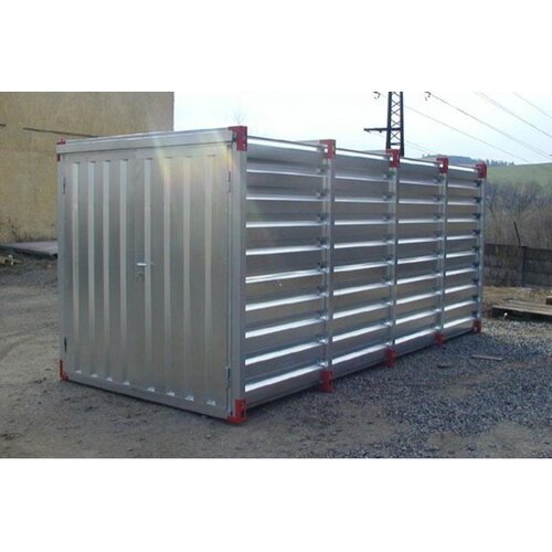 10 m Leichtbau-Lagercontainer mit 2-flg.Tr  inkl. Holzboden, rote Ecken