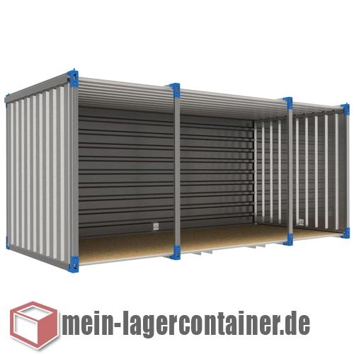 Au�enlager-Unterstand 5x2 m f�r M�lltonnen, Motorrad & Brennholz inkl. Boden