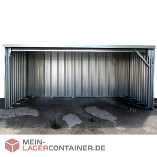 6m Pausen-Unterstand Container verzinkt, bodenlos & schwellenfrei begehbar