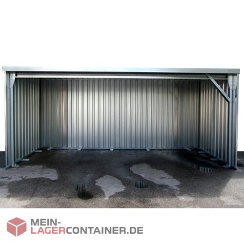 6m Pausen-Unterstand Container verzinkt, bodenlos & schwellenfrei begehbar