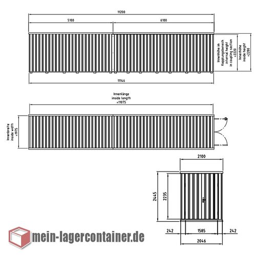 11x2m Professionelles Reifenlager - Stahlcontainer mit gro�er Doppelt�r