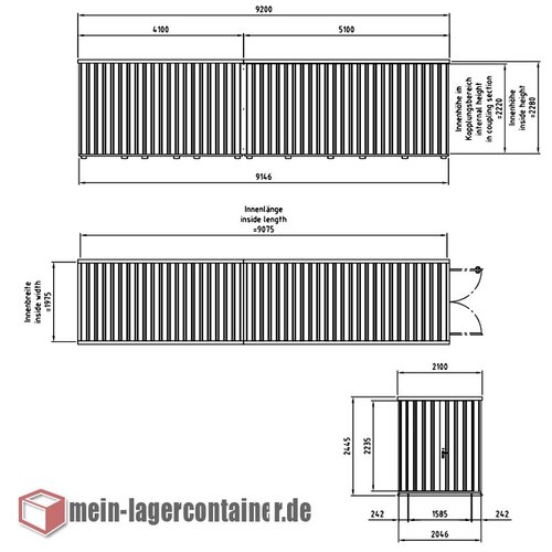 9x2m Hochwertiger Reifencontainer - 2,4m H�he, feuerverzinkt & wetterfest