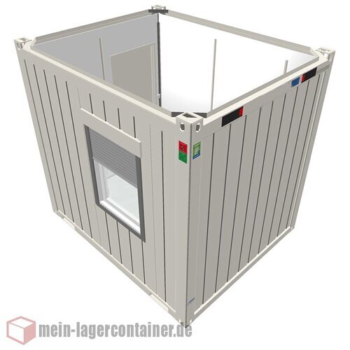 10 Fu� B�rocontainer 3,0x2,8x2,4m 1x B�rofenster 1x Stahlau�ent�r Elektropaket mit Licht E-Heizung