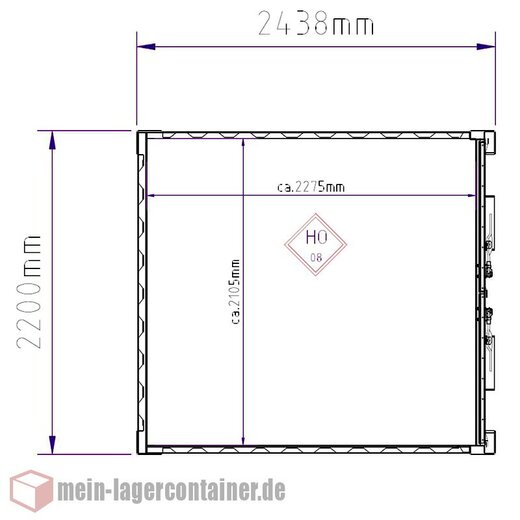 8 Fu Materialcontainer Lagercontainer massiv 2,4x2,2x2,2m Schichtholzboden inkl. Doppeltr mit Gummidichtung Belftung