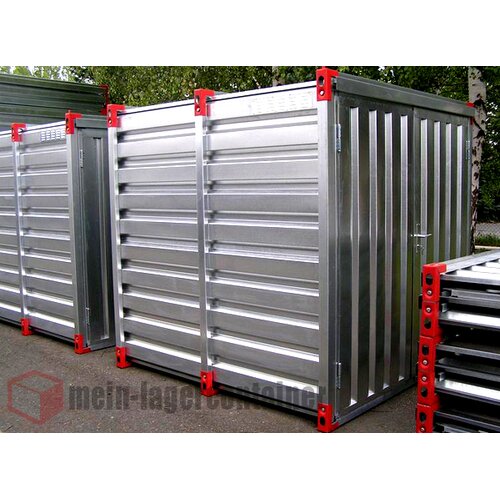 3x2m Lagercontainer Leichtbaucontainer, LBH 3000x2200x2200mm, 2-flgl. Tr 1930x1930mm inkl. Trschloss auf der 3m-Seite mit Holzboden verzinkt