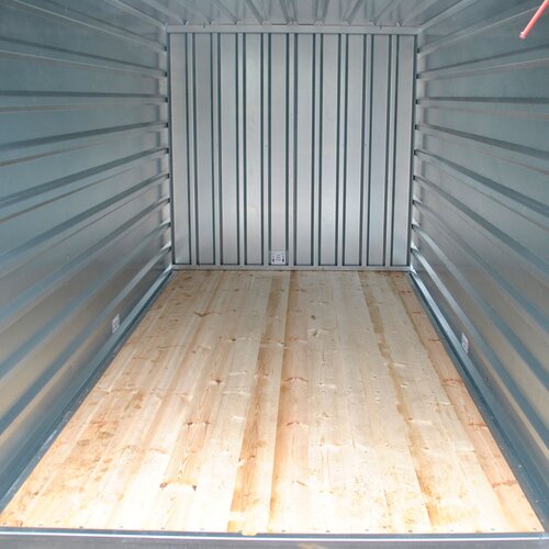 3x2m Lagercontainer Leichtbaucontainer, LBH 3000x2200x2200mm, 2-flgl. Tr 1930x1930mm inkl. Trschloss auf der 3m-Seite mit Holzboden verzinkt