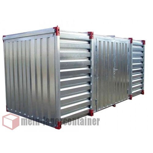 4x2m Lagercontainer Leichtbaucontainer, LBH 4200x2200x2200mm, 2-flgl. Tr 1930x1930mm inkl. Trschloss auf der 4m-Seite mit Holzboden verzinkt