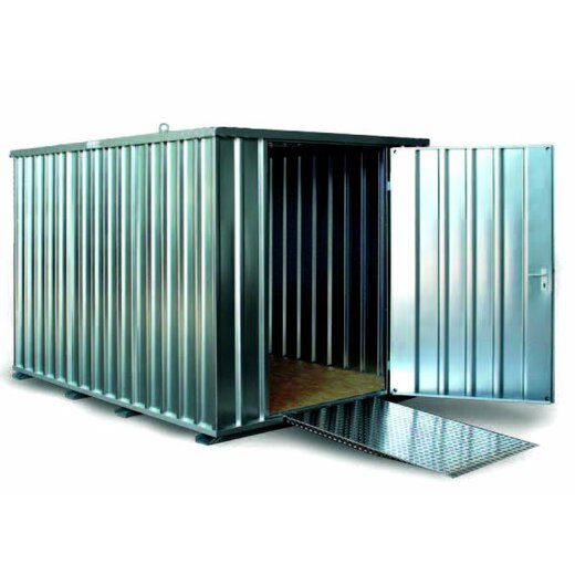 1x2m Schnellbaucontainer Lagercontainer Materialcontainer, 1-flügelige Tür auf der 2m Seite, mit OSB-Holzboden, BOS SC3000-1x2-SE