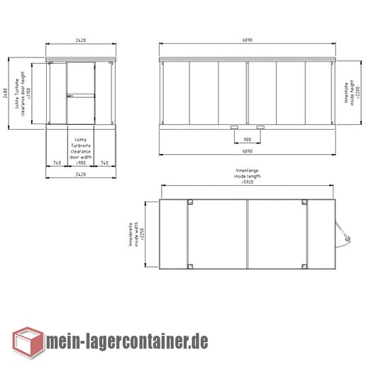 6,1x2,4m Materialcontainer ThermoSafe TS+ Lagercontainer isoliert 40 mm PU-Sandwichpaneele montiert