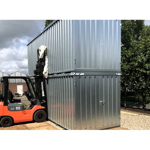 2m Schnellbaucontainer Baucontainer - T�r mit T�rschloss, OSB-Holzboden, Kran�sen