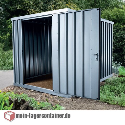 2x2m BlechContainer Gerteschuppen Fahrradgarage mit Tr inkl. Trschloss, OSB-Holzboden, 4 Kransen, verzinkt