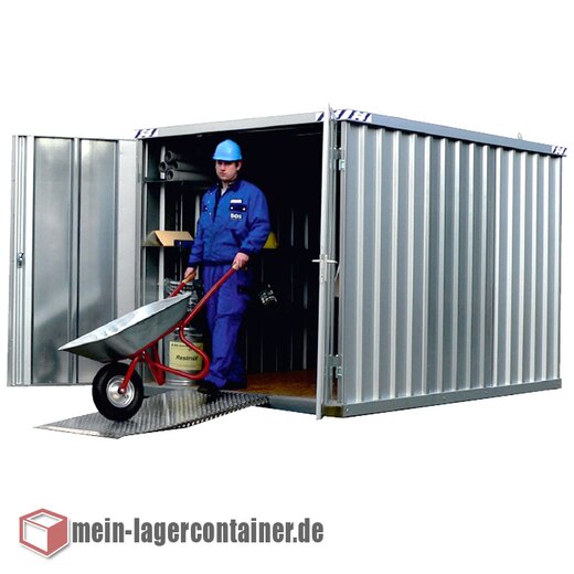 2x2m BlechContainer Gerteschuppen Fahrradgarage mit Tr inkl. Trschloss, OSB-Holzboden, 4 Kransen, verzinkt