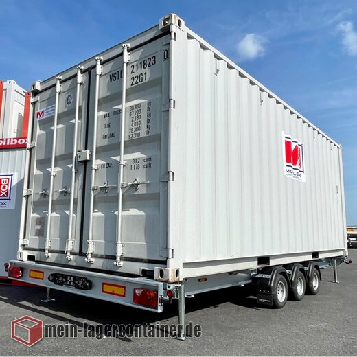 6m Container-Anhnger 3,5T, 3 Achsen Anhnger Hochlader Trailer  fr Transport von 10 Fu- und 20 Fu -Containern