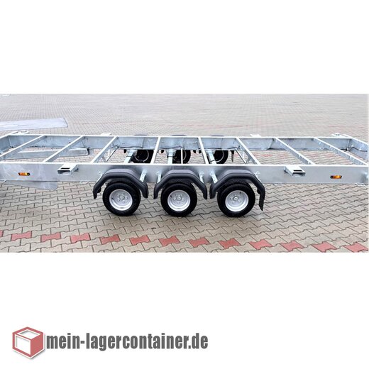 6m Container-Anhnger 3,5T, 3 Achsen Anhnger Hochlader Trailer  fr Transport von 10 Fu- und 20 Fu -Containern