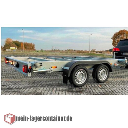 3m Containeranhnger 2,7T, 2-Achsen Anhnger Hochlader Trailer  fr Transport von 10 Fu- Containern