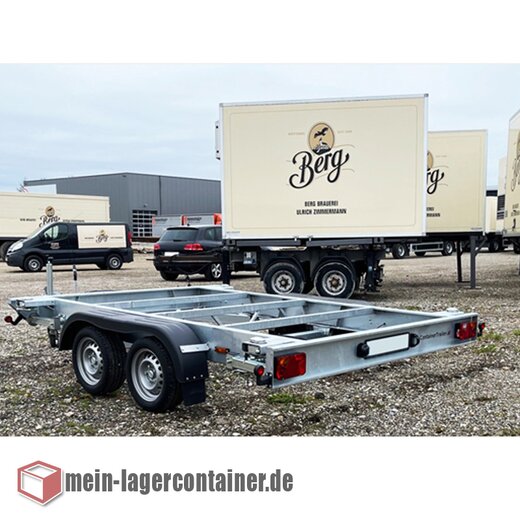 3m Containeranhnger 2,7T, 2-Achsen Anhnger Hochlader Trailer  fr Transport von 10 Fu- Containern