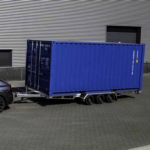20 Fu� Container-Anh�nger f�r PKW - 3,5 t Hochlader Trailer mit 3 Achsen