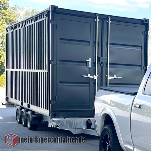 6m Container-Anhnger Multitransporter mit Boden 3,5T, 3 Achsen Anhnger Hochlader Trailer  fr Transport von 10 Fu- und 20 Fu -Containern