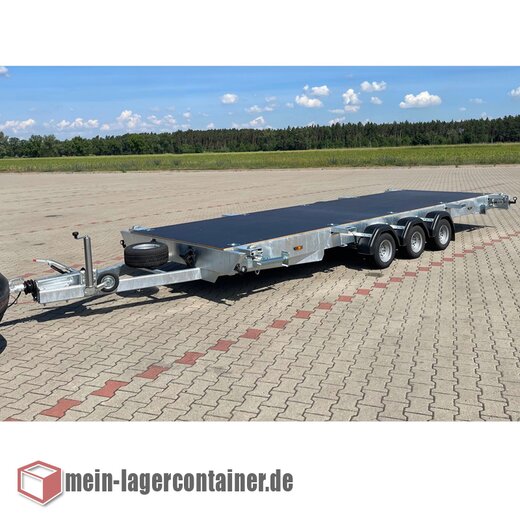 6m Container-Anhnger Multitransporter mit Boden 3,5T, 3 Achsen Anhnger Hochlader Trailer  fr Transport von 10 Fu- und 20 Fu -Containern