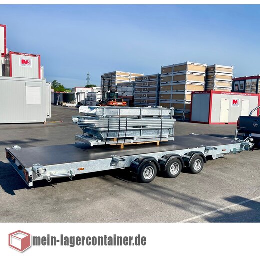 6m Container-Anhnger Multitransporter mit Boden 3,5T, 3 Achsen Anhnger Hochlader Trailer  fr Transport von 10 Fu- und 20 Fu -Containern